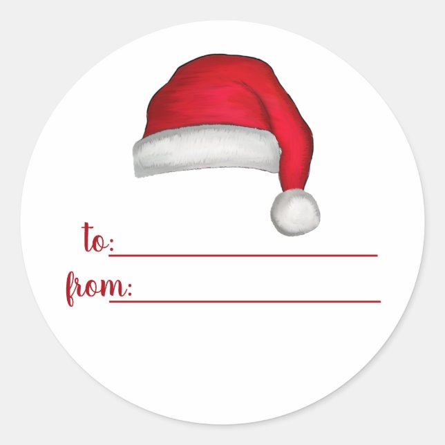 Sticker Rond Noël Santa Chapeau Whimsical mignonne à partir de (Devant)
