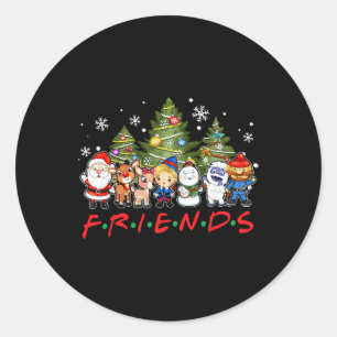 Sticker Rond Noël Santa Rudolph Snowman Family Xma
