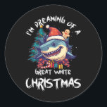 Sticker Rond Noël Shark Santa Chapeau Noël Père Noël Jaws Funny<br><div class="desc">Noël Shark Santa Hat Noël Père Noël Jaws Funny Shark Pun</div>