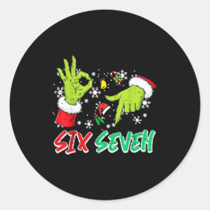 Sticker Rond Noël Six Sept 67 Mème Drôle 6 7 Xmas Femmes M
