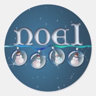 Sticker Rond NOEL SNOWMAN GLOBES par SHARON SHARPE