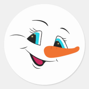 Sticker Rond Noël Snowman Visage personnalisé