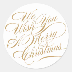 Sticker Rond Noël souhaite l'or/blanc de