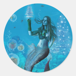 Sticker Rond Noël sous la mer (autocollants)