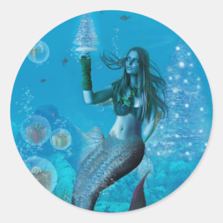 Sticker Rond Noël sous la mer (Stickers)
