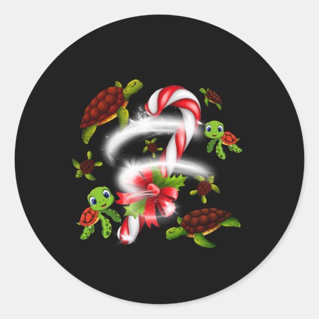 Sticker Rond Noël sucré à la tortue (Devant)