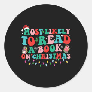 Sticker Rond Noël super Très Probable De Lire Un Livre Sur Chr