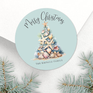 Sticker Rond Noël sur la plage