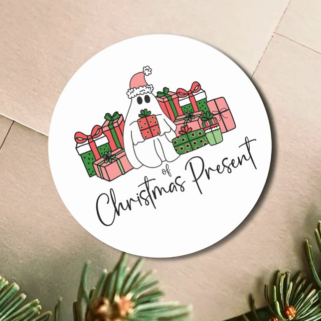 Sticker Rond Noël sympa (Cute Funny Christmas Classic Round Sticker)
