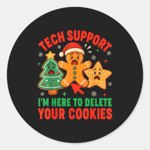 Sticker Rond Noël Tech Suprt Ici Pour Supprimer Les Cookies Xma