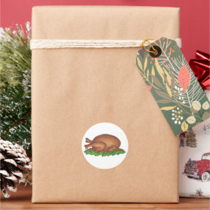 Sticker Rond Noël Thanksgiving Dîner dindon Jour des oiseaux