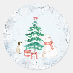 Sticker Rond Noël tout blanc