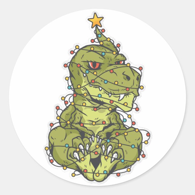 Sticker Rond Noël Tree Rex (Devant)