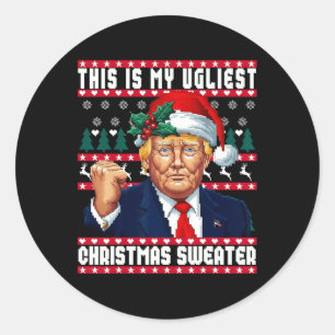 Sticker Rond Noël Trump C'Est Ma Sueur De Noël La Plus Mauvaise