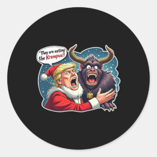 Sticker Rond Noël Trump Père Noël Ils Mangent Le Kr