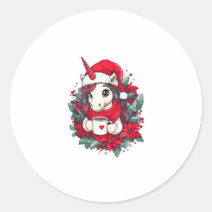 Sticker Rond Noël Unicorne Décor Filles Garçons Enfants Noël