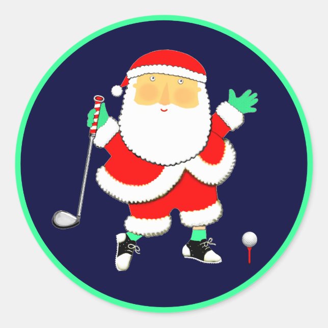 Sticker Rond Noël vacances de golf (Devant)