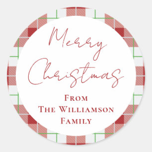 Sticker Rond Noël Vert Baies Rouge Feuillage Famille