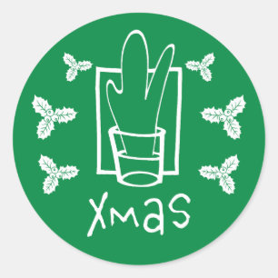 Sticker Rond Noël vert Christmas
