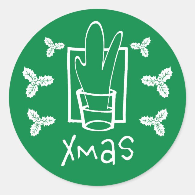 Sticker Rond Noël vert Christmas (Devant)