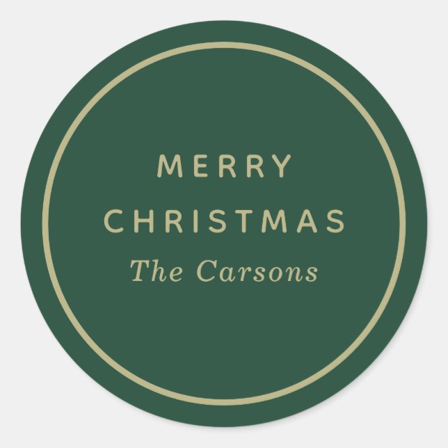 Sticker Rond Noël vert et or (Devant)
