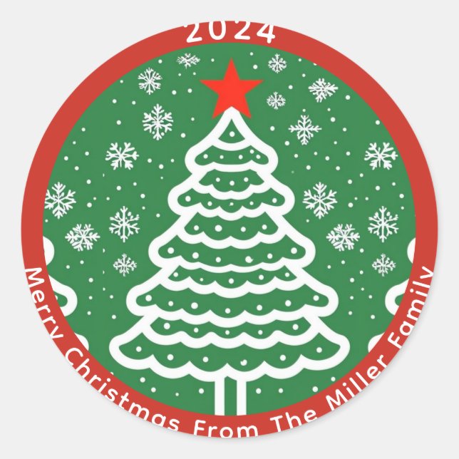 Sticker Rond Noël vert et rouge (Devant)