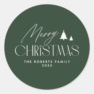 Sticker Rond Noël vert simple et élégant