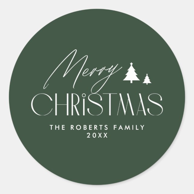 Sticker Rond Noël vert simple et élégant (Devant)