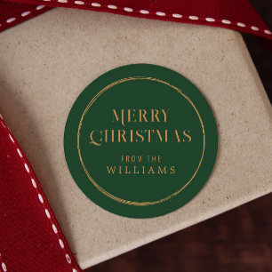 Sticker Rond Noël vert simple et or