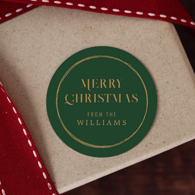 Sticker Rond Noël vert simple et or (Créateur téléchargé)