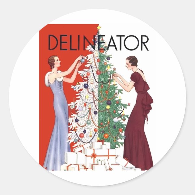 Sticker Rond Noël vintage 1932 (Devant)