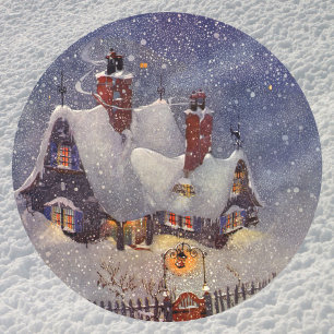 Sticker Rond Noël vintage, atelier du Père Noël Pôle Nord
