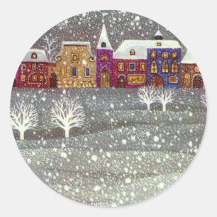 Sticker Rond Noël Vintage, Cheval du Père Noël