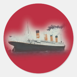 Sticker Rond Noël vintage de bateau en titanesque rouge