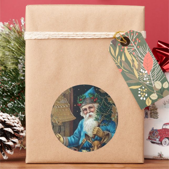 Sticker Rond Noël vintage festif Père Noël (vacances)