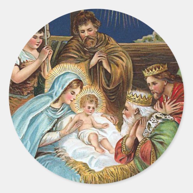 Sticker Rond Noël Vintage "Joyeux Yuletide" (Devant)