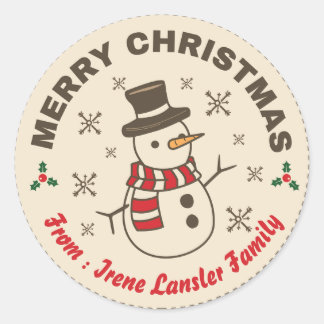 Sticker Rond Noël vintage Snowman