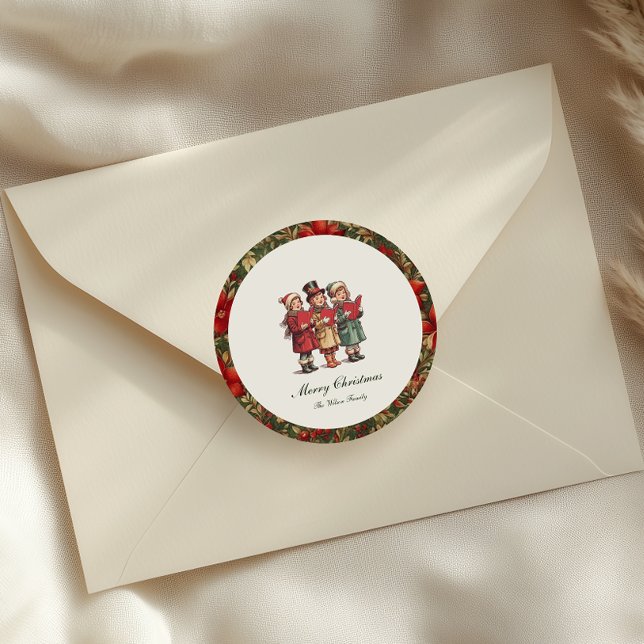 Sticker Rond Noël Vintage Traditionnel (Créateur téléchargé)