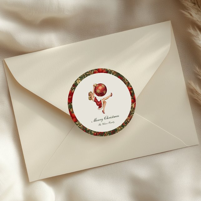 Sticker Rond Noël Vintage Traditionnel (Créateur téléchargé)