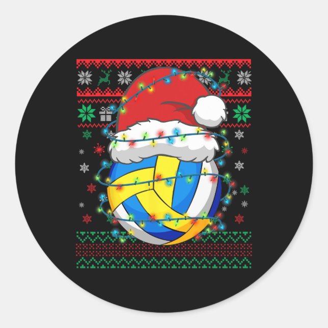 Sticker Rond Noël Volley-ball Noël Père Noël Casquette sportif (Devant)