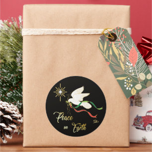 Sticker Rond Noel White Dove