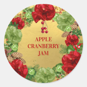 Sticker Rond NOËL Wreath GOLD Baked Goods Cookies Cannes