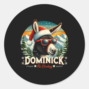 Sticker Rond Noël Xmas Dominick l'âne de Noël l'âne de Noël