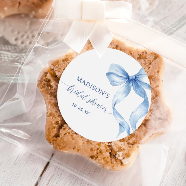 Sticker Rond Nœud bleu poussiéreux Elle noue la robe de mariée  (Créateur téléchargé)