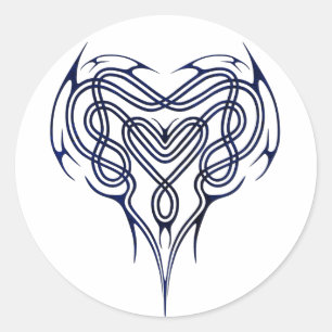 Sticker Rond Noeud celtique bleu de coeur