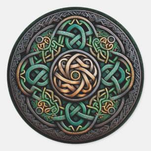 Sticker Rond Noeud Celtique Green Gold
