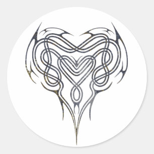 Sticker Rond Noeud celtique grunge de coeur