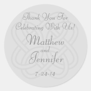 Sticker Rond Noeud Celtique Irlandais Gris Personnalisé Mariage