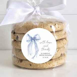 Sticker Rond Nœud Coquette Bleu Remerciement Mariage