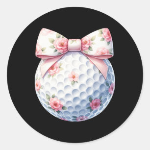 Sticker Rond Nœud Coquette Floral Balle de Golf Golf Golfeur Sp